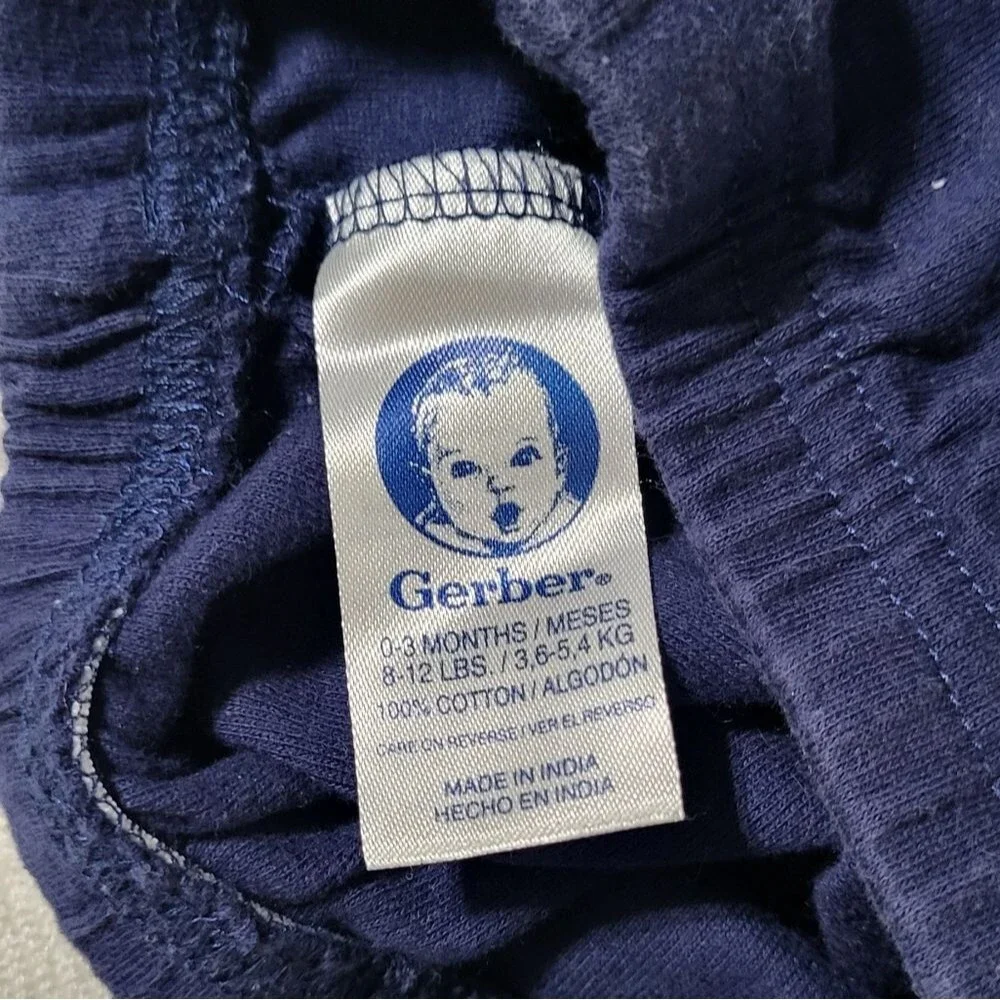 Wonder Nation X Gerber Baby Boys Blue 2pc Bodysuit & Pants Bundle Size 0-3M